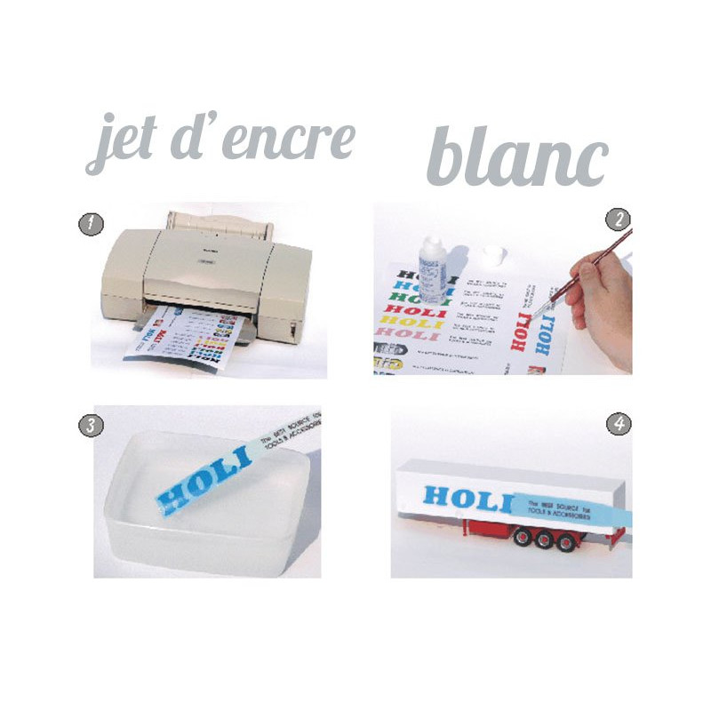 1x feuille impression décalcomanies Jet d'encre - blanc - HOLI