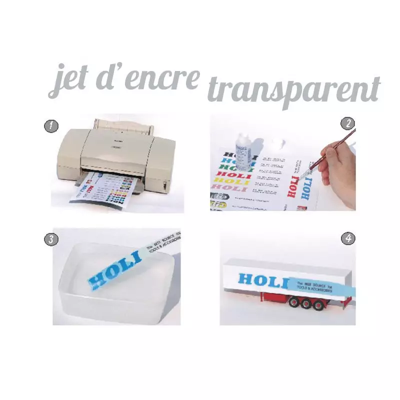 1x feuille impression décalcomanies Jet d'encre - transparent - HOLI