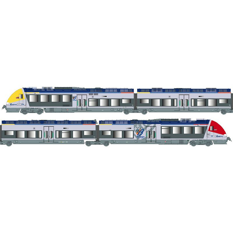 AGC 4 caisses TER Bourgogne - SNCF - ép VI - analogique - HO 1/87 - LS Models 10088