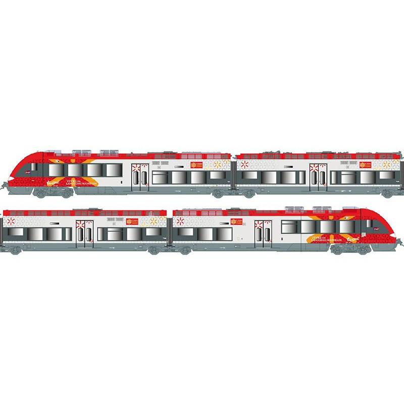 AGC 4 caisses TER Languedoc Roussillon - SNCF - ép V-VI - analogique - HO 1/87 - LS Models 10092
