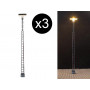 3x Lampadaire LED sur mât treillis - HO 1/87 - FALLER 180110