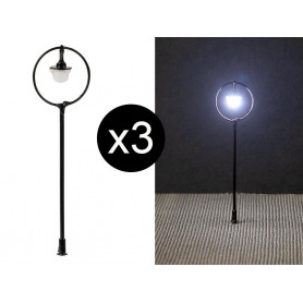 3x Lampadaire de parc à LED - HO 1/87 - FALLER 180105