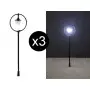 3x Lampadaire de parc à LED - HO 1/87 - FALLER 180105