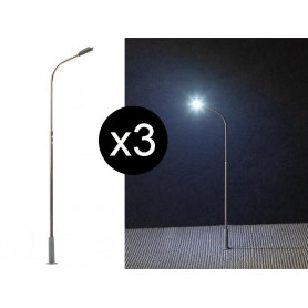 3x lampadaire moderne à LED - N 1/160 - FALLER 272120