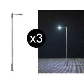 3x Lampadaire moderne à LED - N 1/160 - FALLER 272122