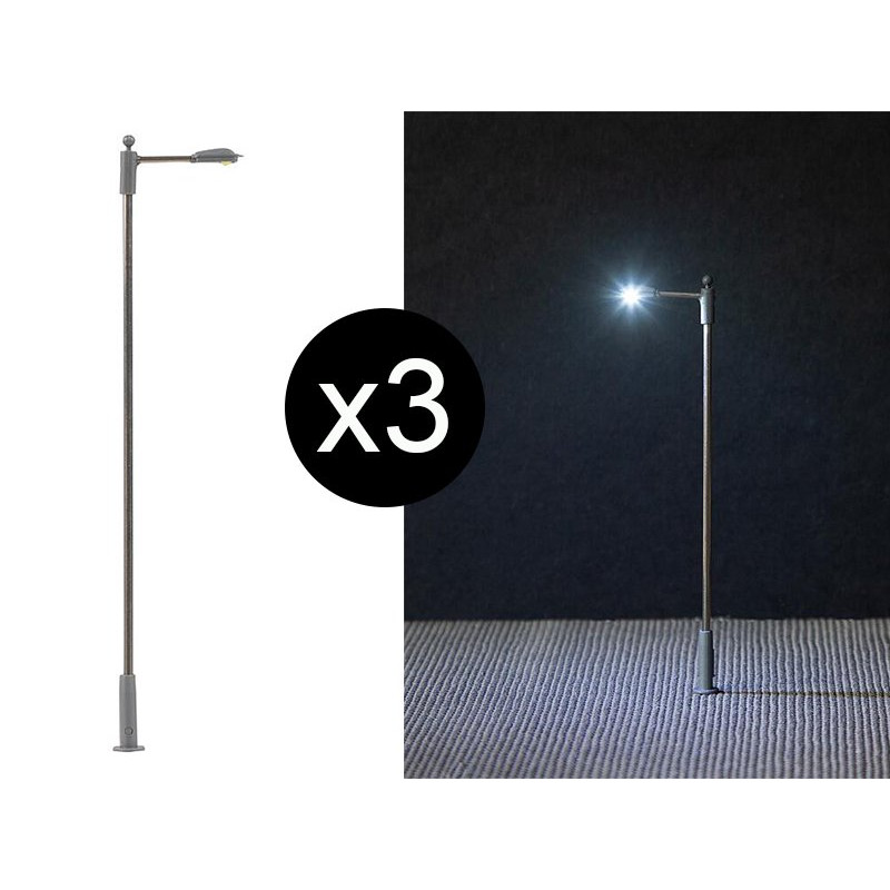 3x Lampadaire moderne à LED - N 1/160 - FALLER 272122