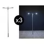 3x Lampadaire double moderne à LED - N 1/160 - FALLER 272123