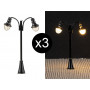 3x Lampadaire double globe LED - N 1/160 - FALLER 272126