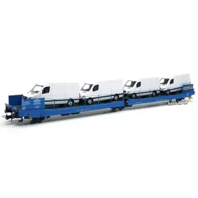 Wagon plat 3 essieux Ladks, bleu, GEFCO, SNCF ép V-VI - HO 1/87 - JOUEF HJ6207