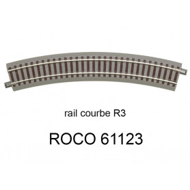 Rail courbe R3 434.5 mm 30 degrés voie Geoline HO - ROCO 61123
