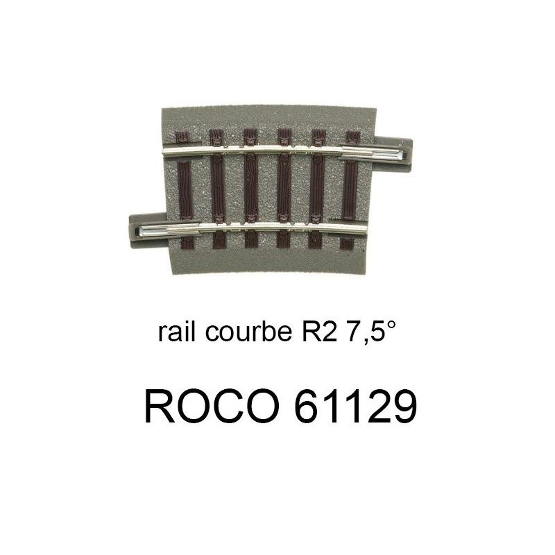 Rail courbe R2 358 mm 7.5 degrés voie Geoline HO - ROCO 61129