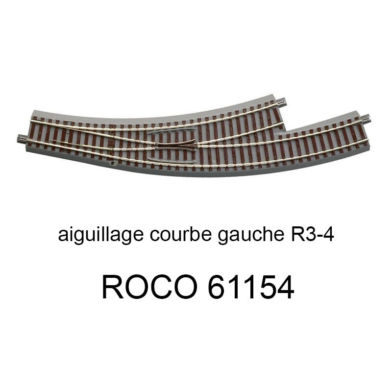Aiguillage courbe à gauche R 434.5mm, 30 degrés voie Geoline HO - ROCO 61154