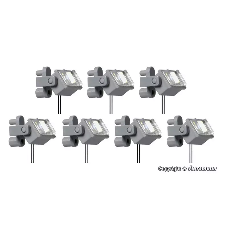 7x projecteurs pour éclairage bâtiments LED blanc chaud - HO 1/87 - VIESSMANN 6339
