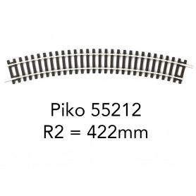 Piko 55212 - Voie A - rail courbe R2 422mm - HO