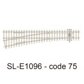 PECO SL-E1096 - Aiguillage à gauche traverses béton 12° code 75 échelle HO