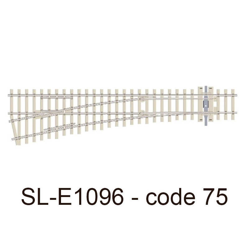 PECO SL-E1096 - Aiguillage à gauche traverses béton 12° code 75 échelle HO