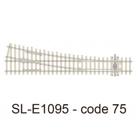 PECO SL-E1095 - Aiguillage à droite traverses béton 12° code 75 échelle HO