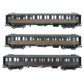 3 Voitures métallisées A7 N° 602, B8 N°5036 et 5033, PLM Ep.II HO 1/87 - REE VB-421