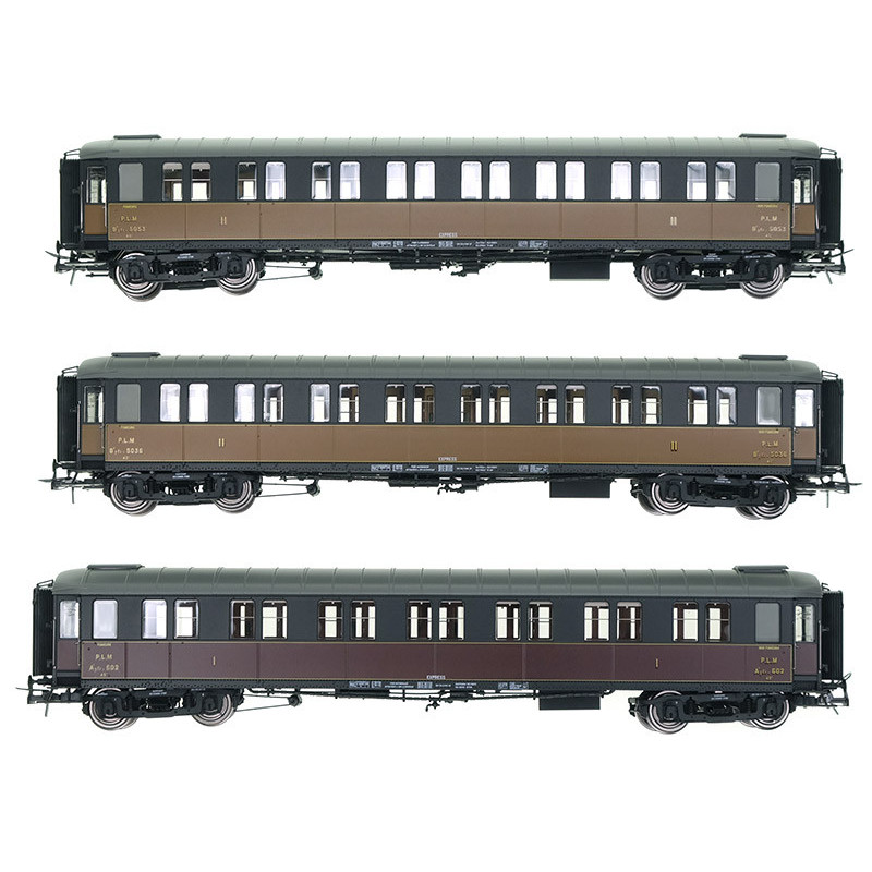 3 Voitures métallisées A7 N° 602, B8 N°5036 et 5033, PLM Ep.II HO 1/87 - REE VB-421