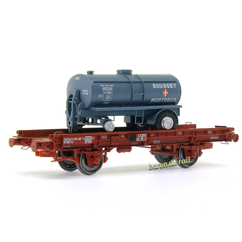 Wagon UFR monoporteur citerne BOUGEY MONTREUIL ép IV - HO 1/87 - REE WB-646