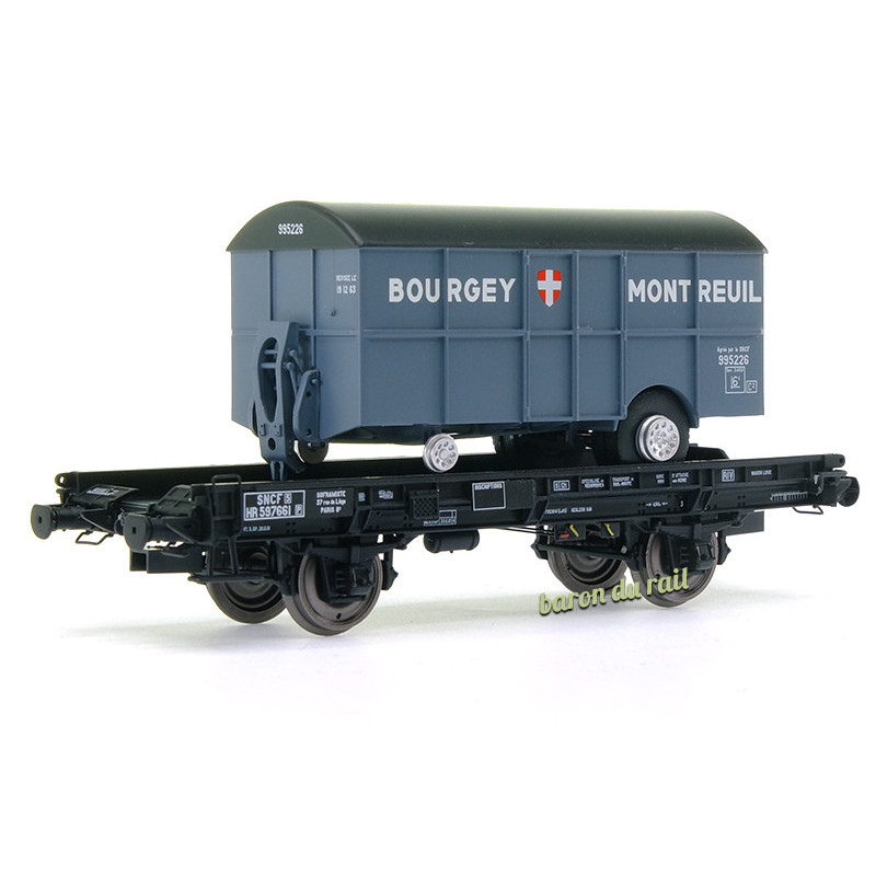 Wagon UFR monoporteur remorque BOUGEY MONTREUIL ép III - HO 1/87 - REE WB-647