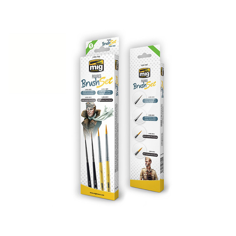 Set de 4 pinceaux figurines - AMMO MIG 7600