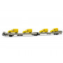 Wagon plat 3 essieux Ladks, gris, STVA, SNCF, + 2CV la Poste - ép IV - HO 1/87 - JOUEF HJ6205