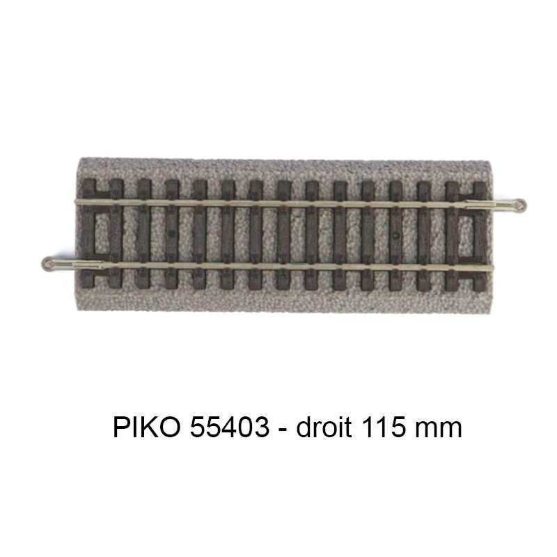 Rail droit 115 mm - voie A avec ballast - PIKO 55403