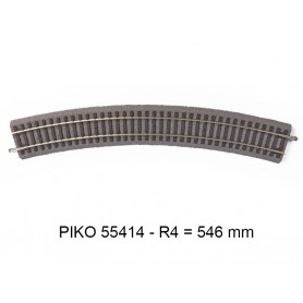 Rail courbe R4 546 mm 30° - voie A avec ballast - PIKO 55414