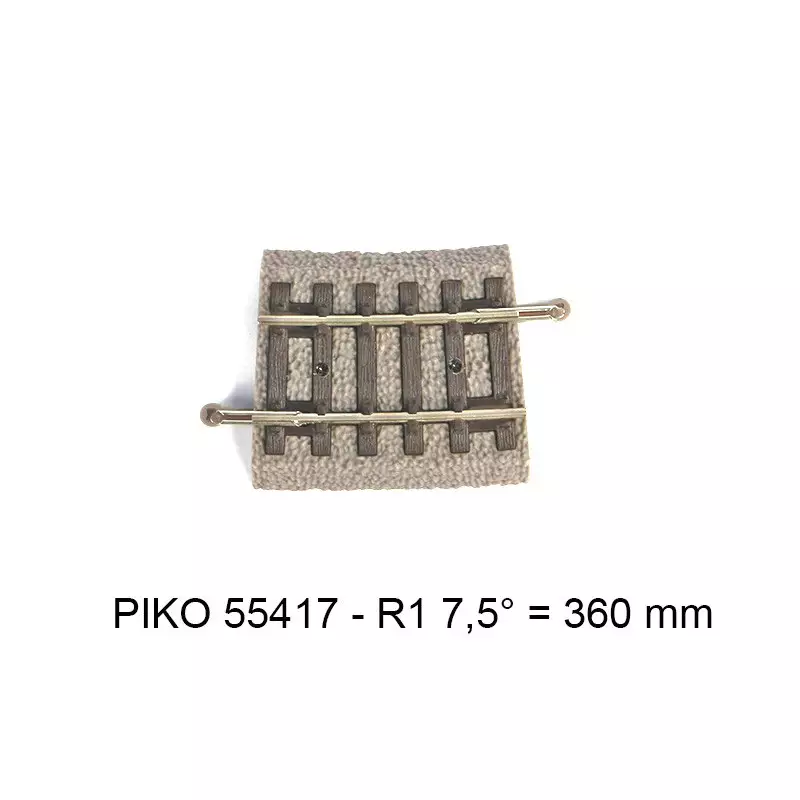Rail courbe R1 360 mm 7,5° - voie A avec ballast - PIKO 55417