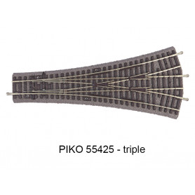 Aiguillage triple W3 - voie A avec ballast - PIKO 55425