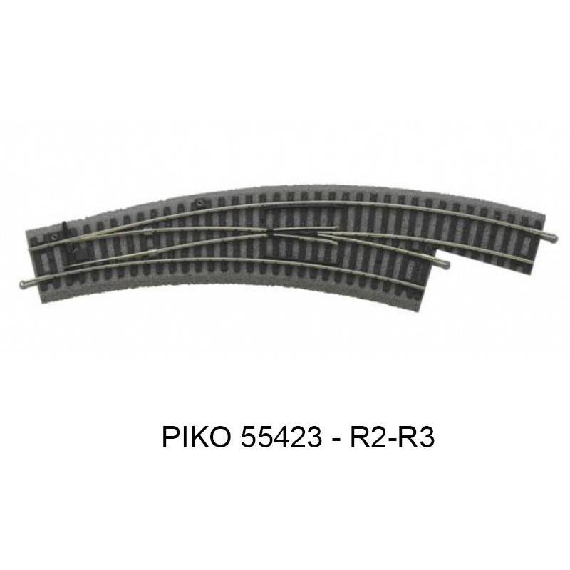 Aiguillage courbe à droite BWR - voie A avec ballast - PIKO 55423