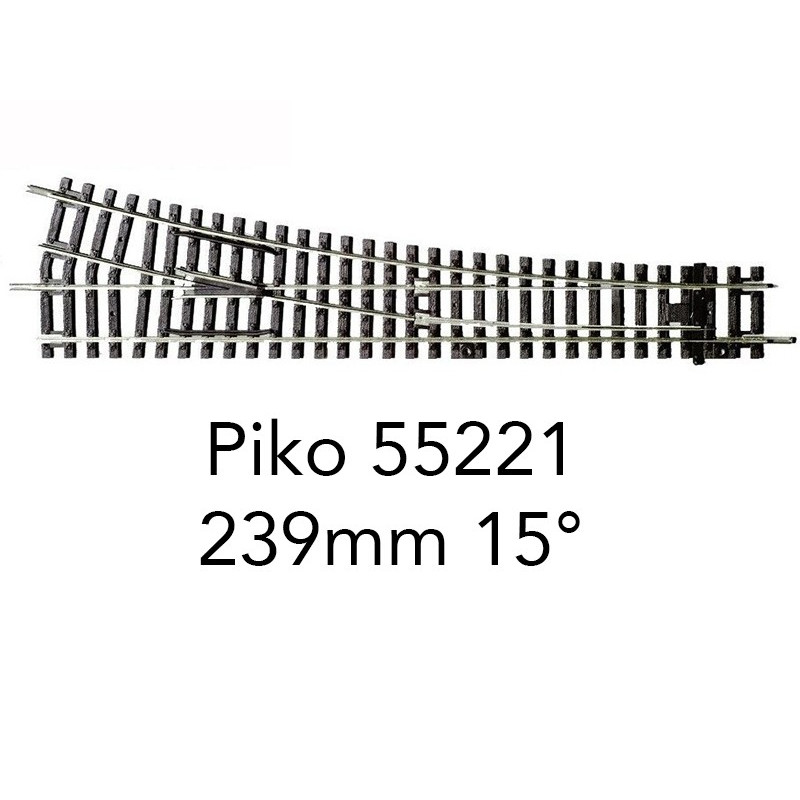 PIKO 55221 - Voie A - Aiguillage à droite WR 239mm 15 degrés - HO