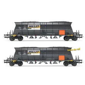 2x wagons trémies EF60 MILLET ép. IV - HO 1/87 - JOUEF HJ6209