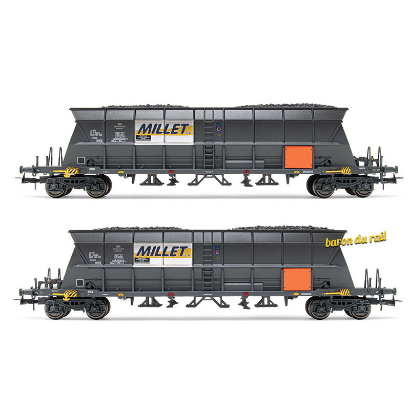 2x wagons trémies EF60 MILLET ép. IV - HO 1/87 - JOUEF HJ6209