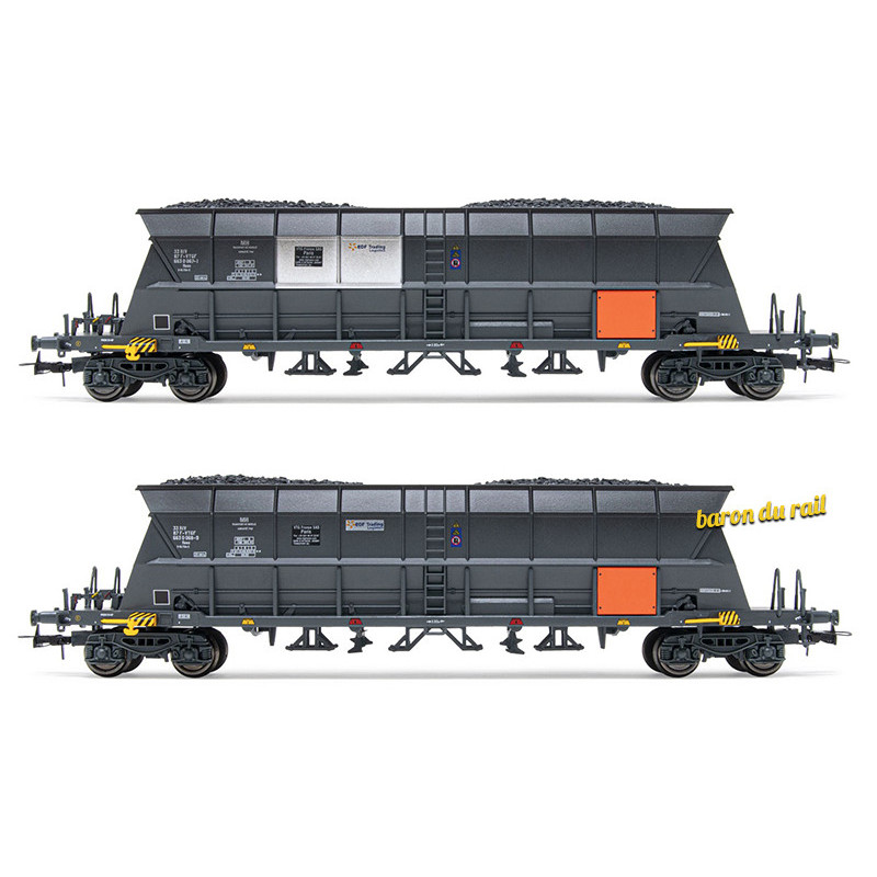 2x wagons trémies EF60 livrée EDF ép. IV - HO 1/87 - JOUEF HJ6210