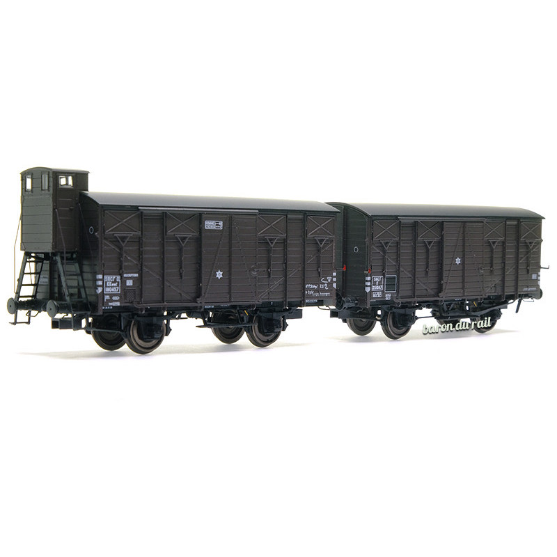 2x wagons couverts Ocem 19 SNCF ép IIIb - HO 1/87 - REE WB-689
