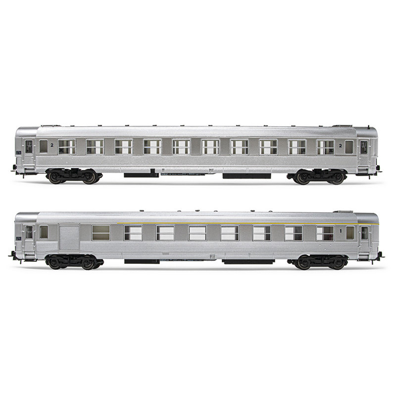 2 voitures DEV inox A7D, B10 ép. III - SNCF - HO 1/87 - JOUEF HJ4145