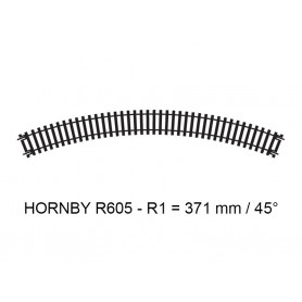 Rail courbe R1 371 mm 45° code 100 - HO 1/87 - HORNBY R605