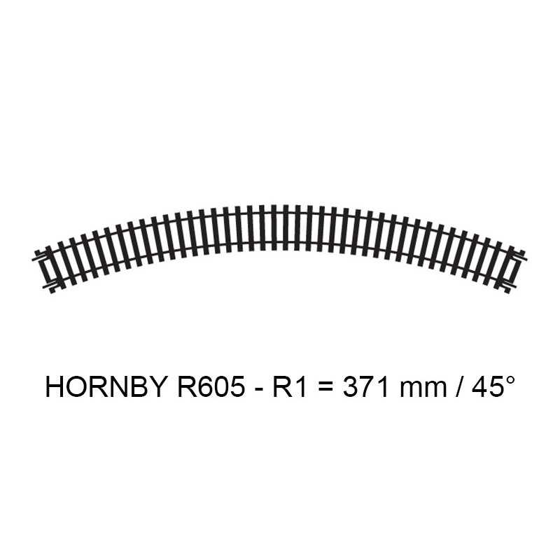Hornby R605 Rail Courbe  371mm 45° HORNBY JOUEF Train HO 1/87eme 