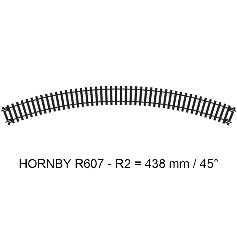Hornby R607 Rail Courbe  438mm 45° HORNBY JOUEF Train HO 1/87eme 
