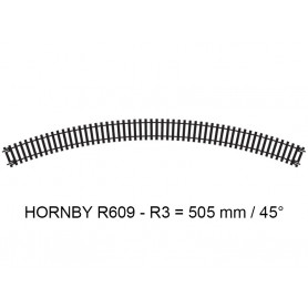 Rail courbe R3 505 mm 45° code 100 - HO 1/87 - HORNBY R609