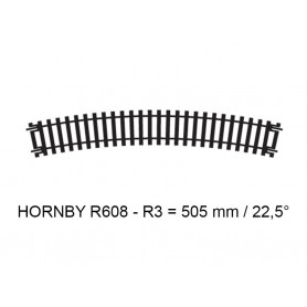 Rail courbe R3 505 mm 22,5° code 100 - HO 1/87 - HORNBY R608