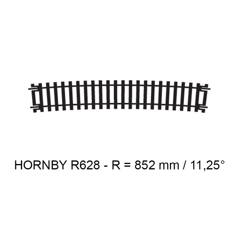 Rail courbe rayon 852 mm 11,25° code 100 - HO 1/87 - HORNBY R628