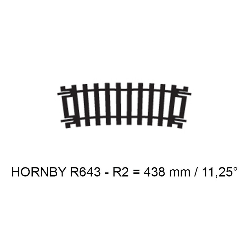 Rail demi courbe R2 438 mm 11,25° code 100 - HO 1/87 - HORNBY R643