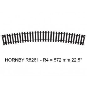 Rail courbe R4 572 mm 22,5° code 100 - HO 1/87 - HORNBY R8261