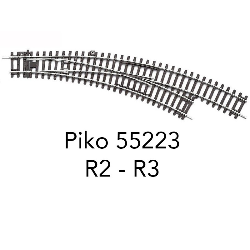 PIKO 55223 - Voie A - Aiguillage courbe à droite R2 - R3 BWR - HO