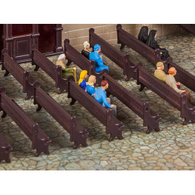 7x bancs d'église - HO 1/87 - FALLER 180989