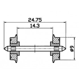 2 essieux normalisés Ø9- HO - ROCO 40197