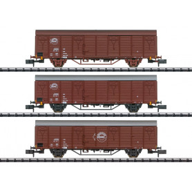 Set 3x wagons couverts Marchandises Express ép. IV - N 1/160 - MINITRIX 18902